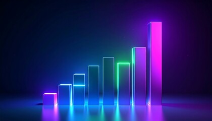 Neon glowing bar graph rising