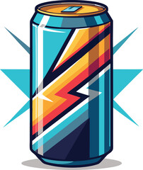 Functional Wellness Beverages Stylish Energy Drink Can Design with Bold Geometric Pattern and Vibrant Colors