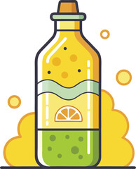 Smoothie Bowl Graphic Presentations Refreshing Citrus and Green Smoothie in a Bottle, Healthy Summer Drink Illustration