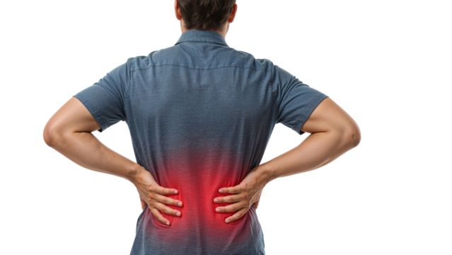 Person Experiencing Back Pain Isolated on Transparent Background PNG
