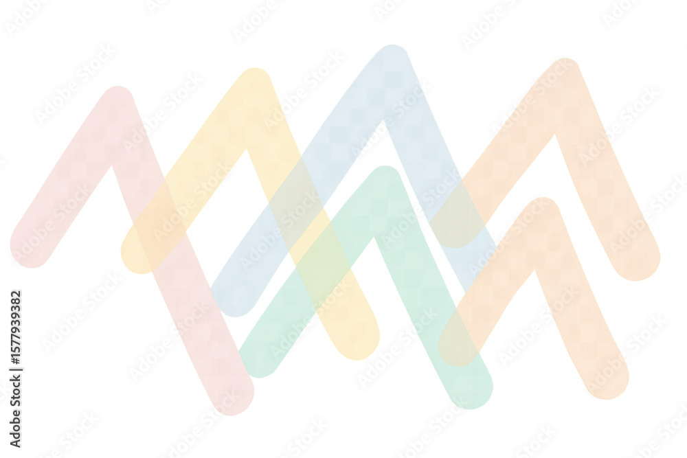 Aufkleber Pastel zig zag lines intertwining across transparent surface, forming geometric pattern with soft color gradient design