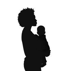 Silhouette of Mother Holding Baby
