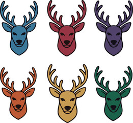set of vector deer head