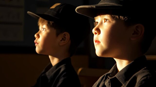 Focused Boys Look Steadfastly to the Future
