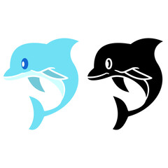 dolphin icon, simple flat style, vector illustration, symbol, design logo template pictogram, for ui or ux isolated on white for mobile app, editable