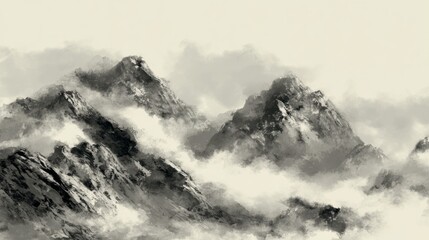 Obraz premium Misty mountain range (1)