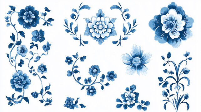 White And Blue Chinoiserie Style Florals