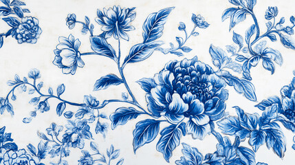 White And Blue Chinoiserie Style Florals