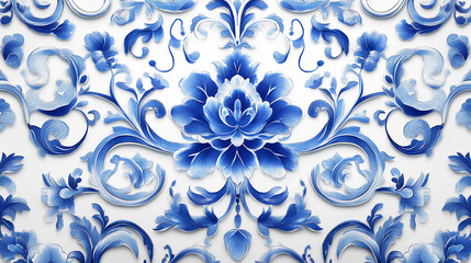 White And Blue Chinoiserie Style Florals