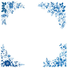 Blue and White Chinoiserie Toile Floral Corner Embelishments