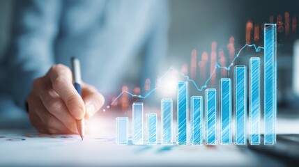 "Business Development and Financial Growth Strategy with Market Analysis and Sales Chart"

