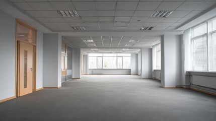 Obraz premium Minimalist Workspace: Empty Office Interior Room