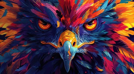 Fototapeta premium Colorful Abstract Eagle with Vibrant Wings