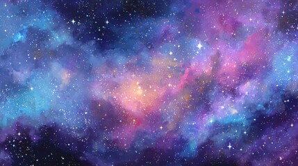 Obraz premium Watercolor Wonders: Vector Cosmic Space Illustration