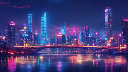 Obraz premium singapore skyline at night