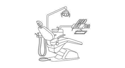  Dental chair with lamp line art icon for clinic manuals and apps