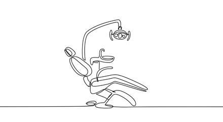  Single line drawing of dental chair with lamp for minimalist design