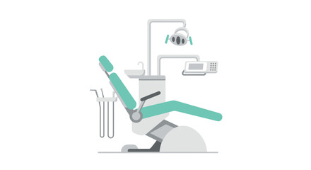  Flat dental chair with lamp in green and grey for healthcare UI kits