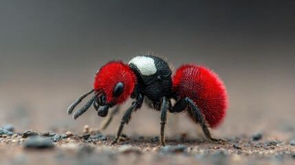 Close-up of a red and black ant