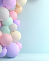 Pastel balloons floating serenely against a smooth gradient background perfect for minimalistic design and text placement