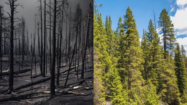 Before and after a forest fire.