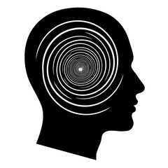  Human head silhouette with spiral for hypnosis and mental focus