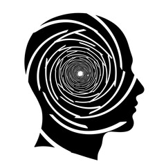  Human head with arrow spiral for decision making and mental process