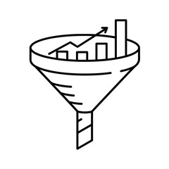  Funnel with chart and arrow icon for marketing and growth strategy