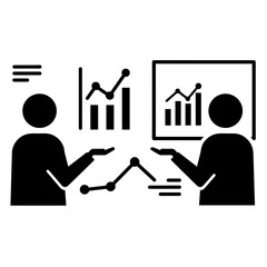  People analyzing charts and graphs icon for business presentation use