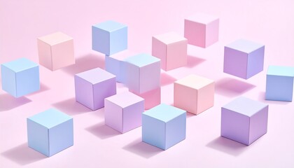 Obraz premium Pastel colored cubes arranged in a geometric pattern