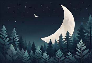winter landscape with moon