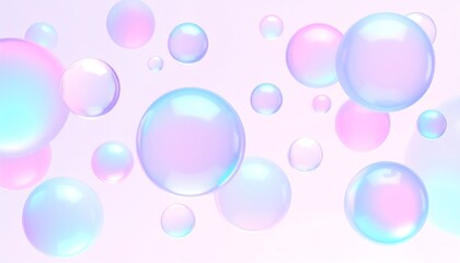 Pastel spheres float on light background
