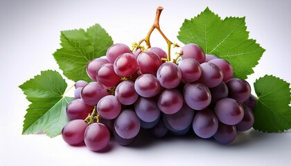 Fototapeta premium fresh organic grapes with green leaves ideal for healthy snacks and culinary delights on a clean transparent backdrop fresh organic grape with leaves on transparent background