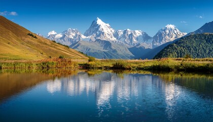 svaneti mestia georgia september 29 2024 majestic ushba mountain landscape under clear blue sky