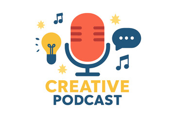 Vector podcast background and creative podcast cover art design