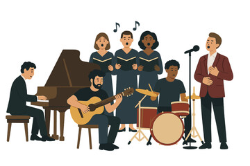 Fototapeta premium Vocalist Percussionist Keyboardist Musician Songster Performer Ensemble