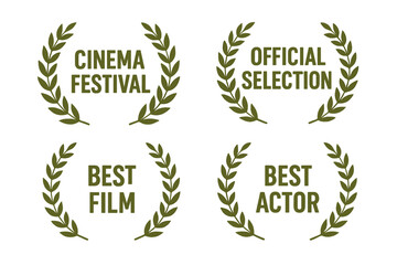 Vector illustration of a collection of award laurel wreaths for cinema festivals