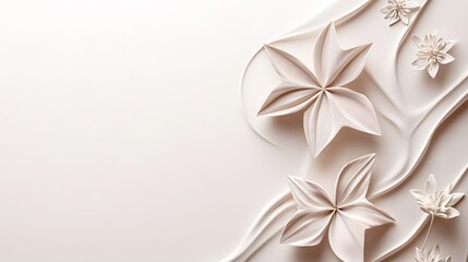 Elegant Beige Floral Background Cream Paper Flowers