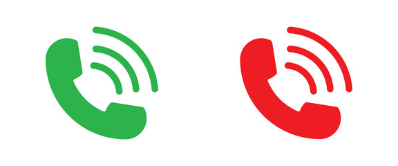 Phone call icon accept and decline. Phone icon. Answer and hang up the phone icon. Accept and decline incoming call icon vector set. Phone call icon answer, accept and decline call icons set. 