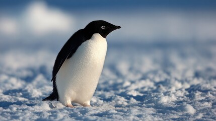 Fototapeta premium Adelie penguin on snow