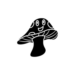 Cute mushroom, smiling mushroom, simple flat style, vector illustration, symbol, design logo template pictogram, for ui or ux isolated on white for mobile app, editable
