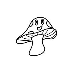 Cute mushroom, smiling mushroom, simple flat style, vector illustration, symbol, design logo template pictogram, for ui or ux isolated on white for mobile app, editable