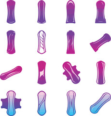 Vibrant Tampon Vector Collection: Diverse Illustrations of Feminine Hygiene Products with Colorful Abstract Designs, Ideal for Health and Wellness Education.