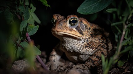 Obraz premium Close-up toad in foliage