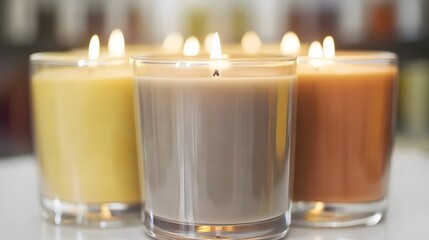 Scented Candles Burning Brightly in Glass Jars