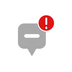 chat bubble icon with notification sign, simple flat style, vector illustration, symbol, design logo template pictogram, for ui or ux isolated on white for mobile app, editable