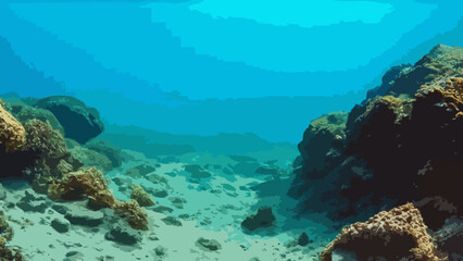 Fototapeta premium Sea floor with coral reef