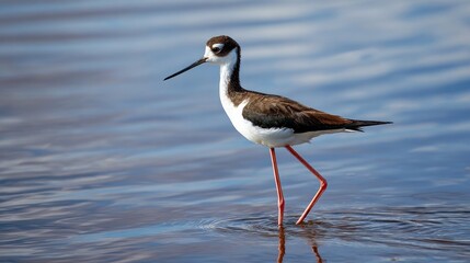 Bird wading in shallow water