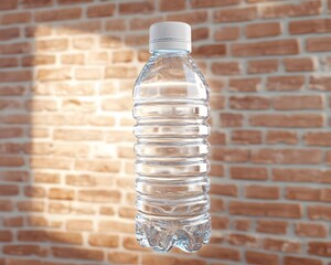 Refreshing Water Bottle Brick Wall Background