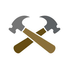 Crossed hammer icon, simple flat style, vector illustration, symbol, design logo template pictogram, for ui or ux isolated on white for mobile app, editable